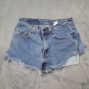 VTG Levi's Shorts Womens 29 Blue 565 Cut Off Frayed Distressed 90s Made In USA